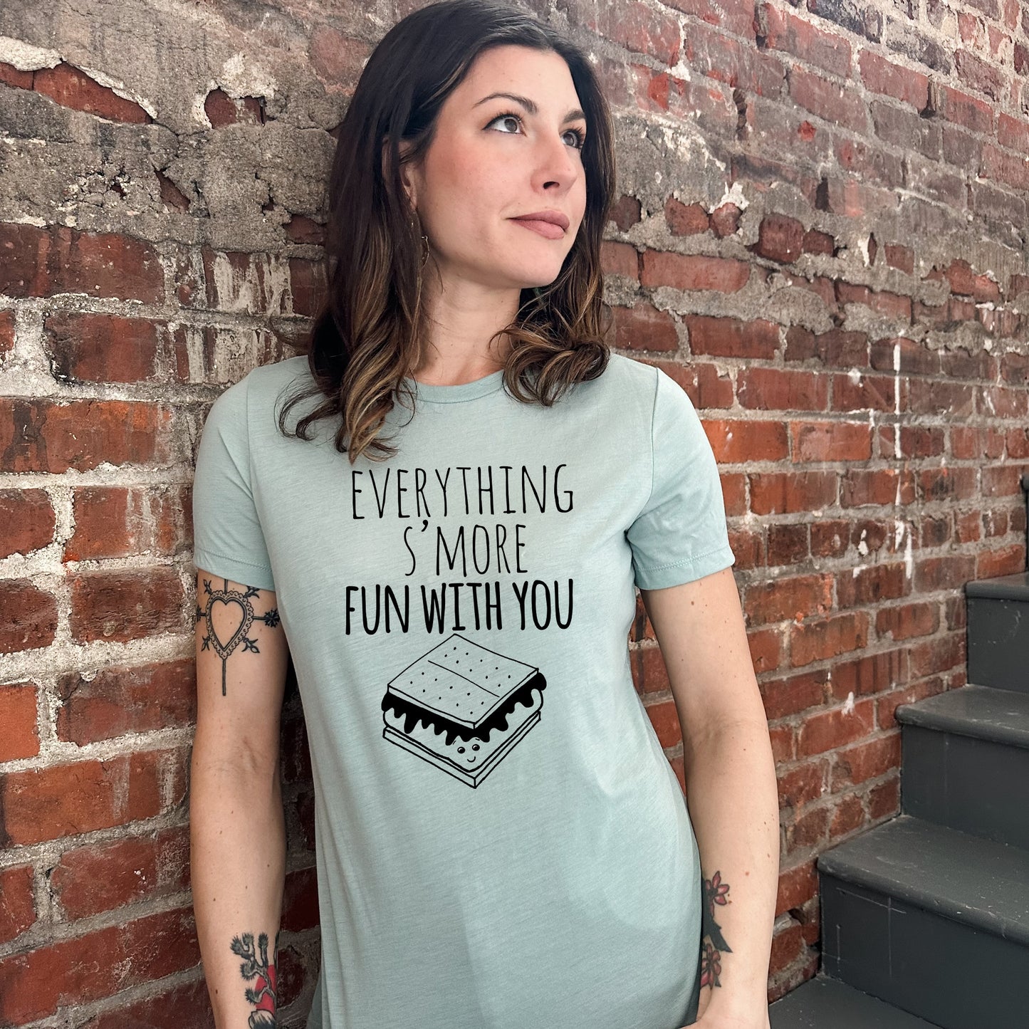 Everything S'more Fun With You - Women's Crew Tee - Olive or Dusty Blue