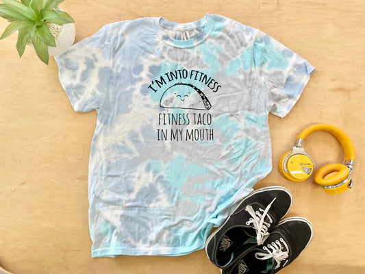 I'm Into Fitness, Fitness Taco In My Mouth - Mens/Unisex Tie Dye Tee - Blue