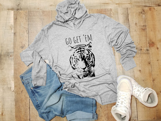 Go Get 'Em (Tiger) - Unisex T-Shirt Hoodie - Heather Gray