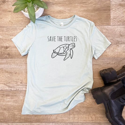 Save The Turtles - Women's Crew Tee - Olive or Dusty Blue