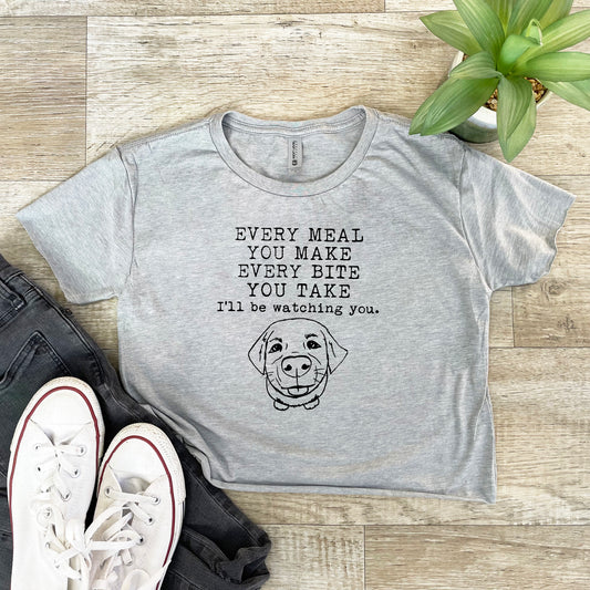 Every Meal You Make, Every Bite You Take, I'll Be Watching You - Women's Crop Tee - Heather Gray or Gold