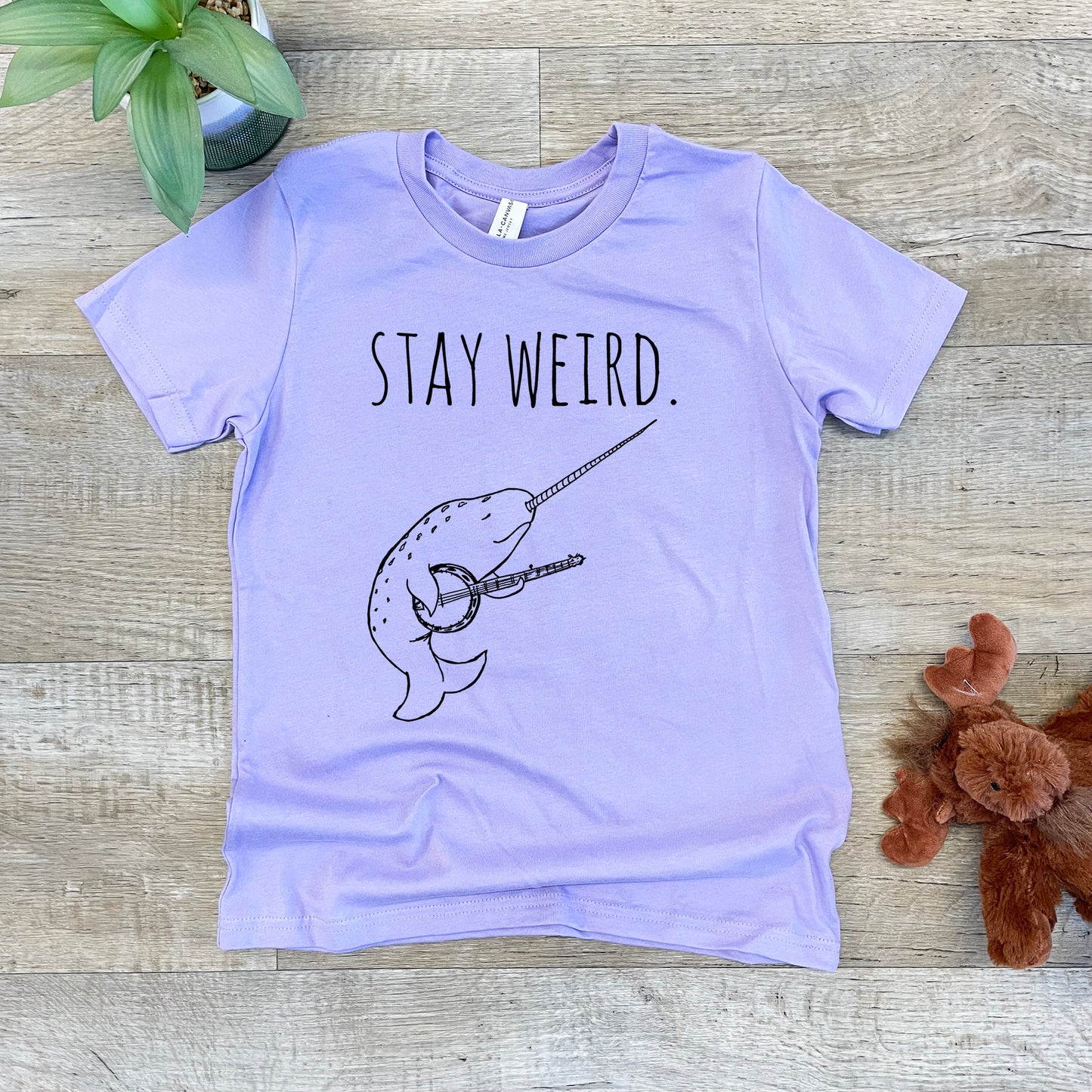 Stay Weird (Narwhal / Banjo) - Kid's Tee - Columbia Blue or Lavender