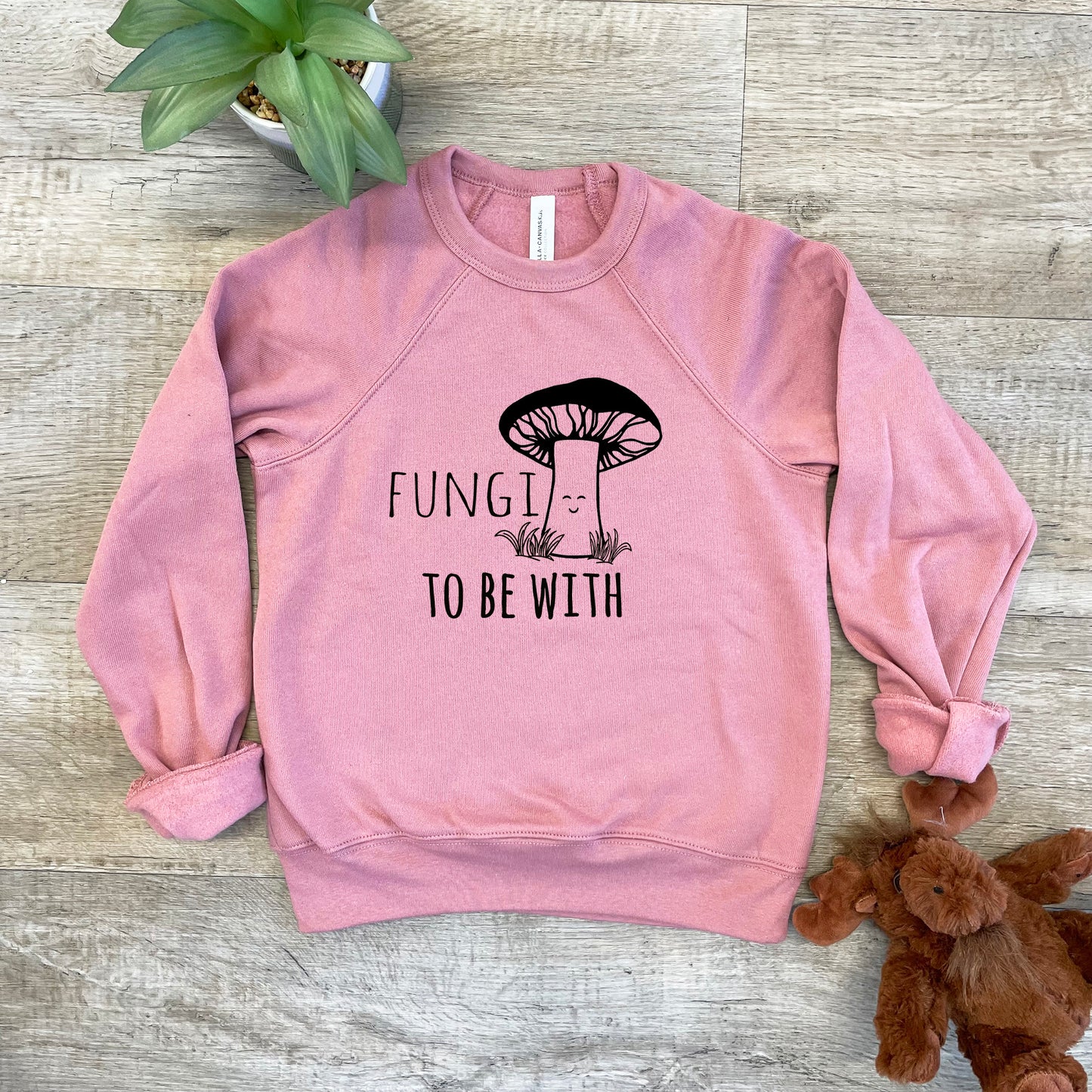 Fungi To Be With (Mushroom) - Kid's Sweatshirt - Heather Gray or Mauve