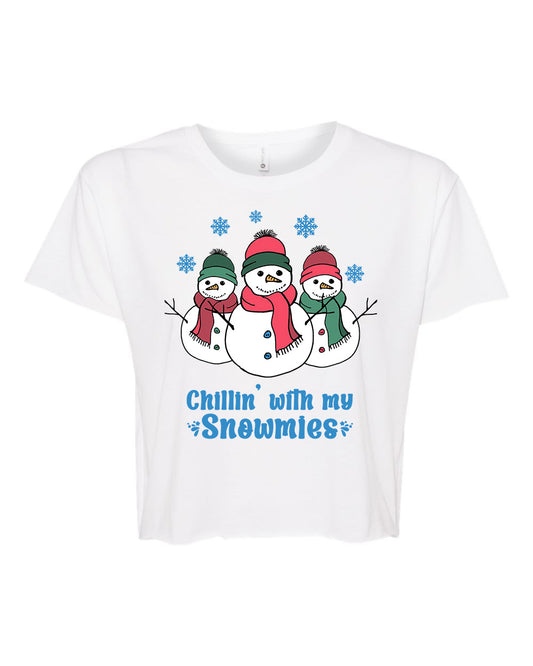 Chillin With My Snowmies - Women's Crop Tee - White