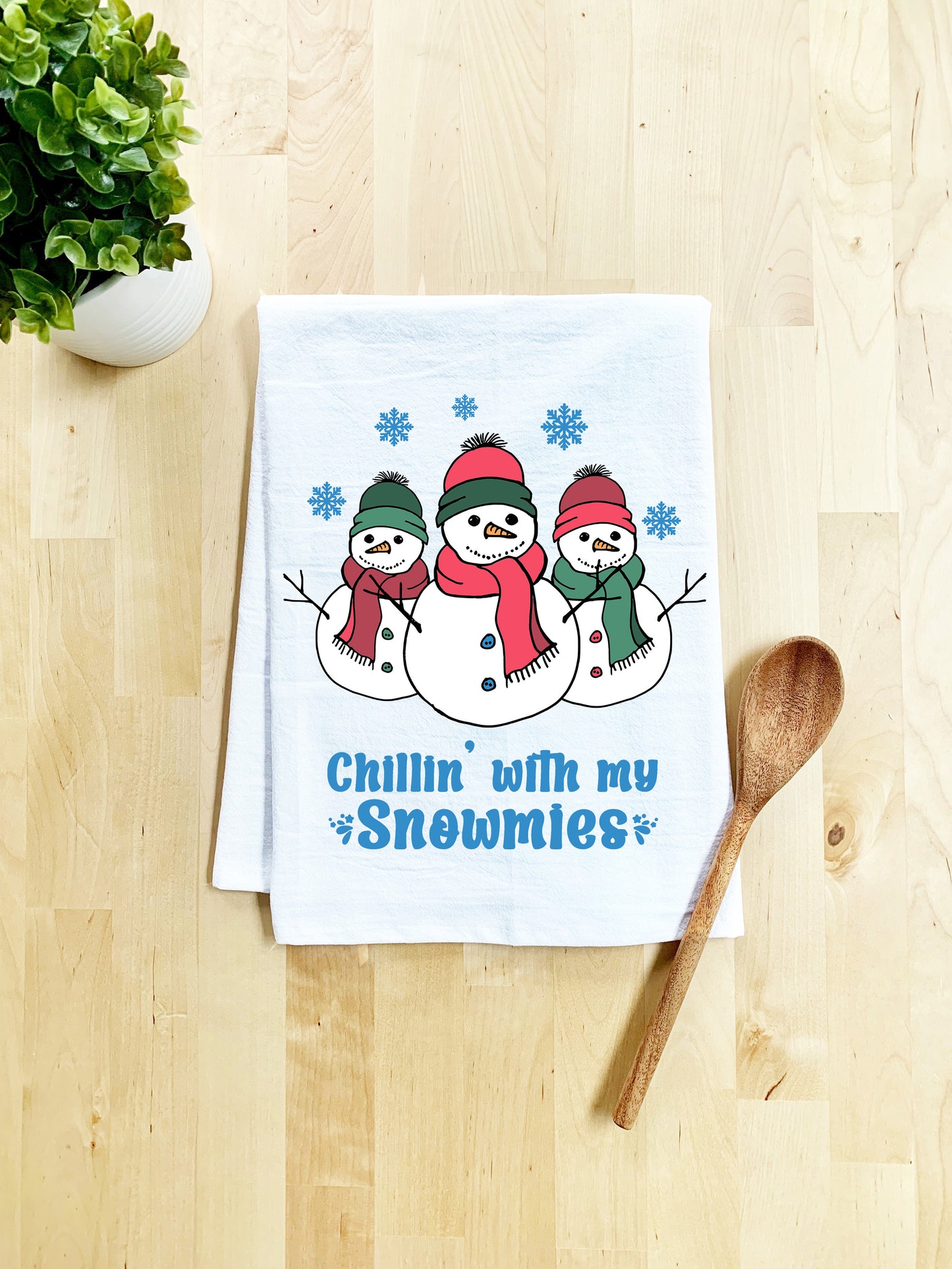 Chillin With My Snowmies - Full Color Dish Towel - White