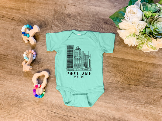 Downtown Portland, Oregon - Onesie - Heather Gray, Chill, or Lavender
