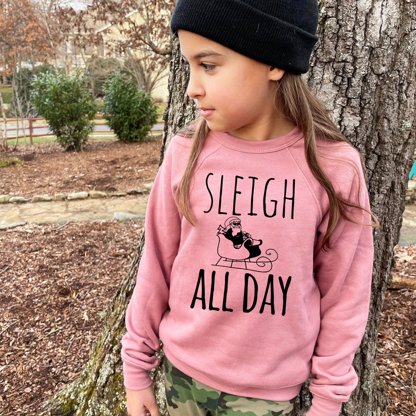Sleigh All Day - Kid's Sweatshirt - Heather Gray or Mauve