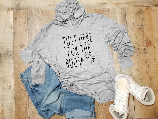 Just Here For The Boos (Halloween) - Unisex T-Shirt Hoodie - Heather Gray