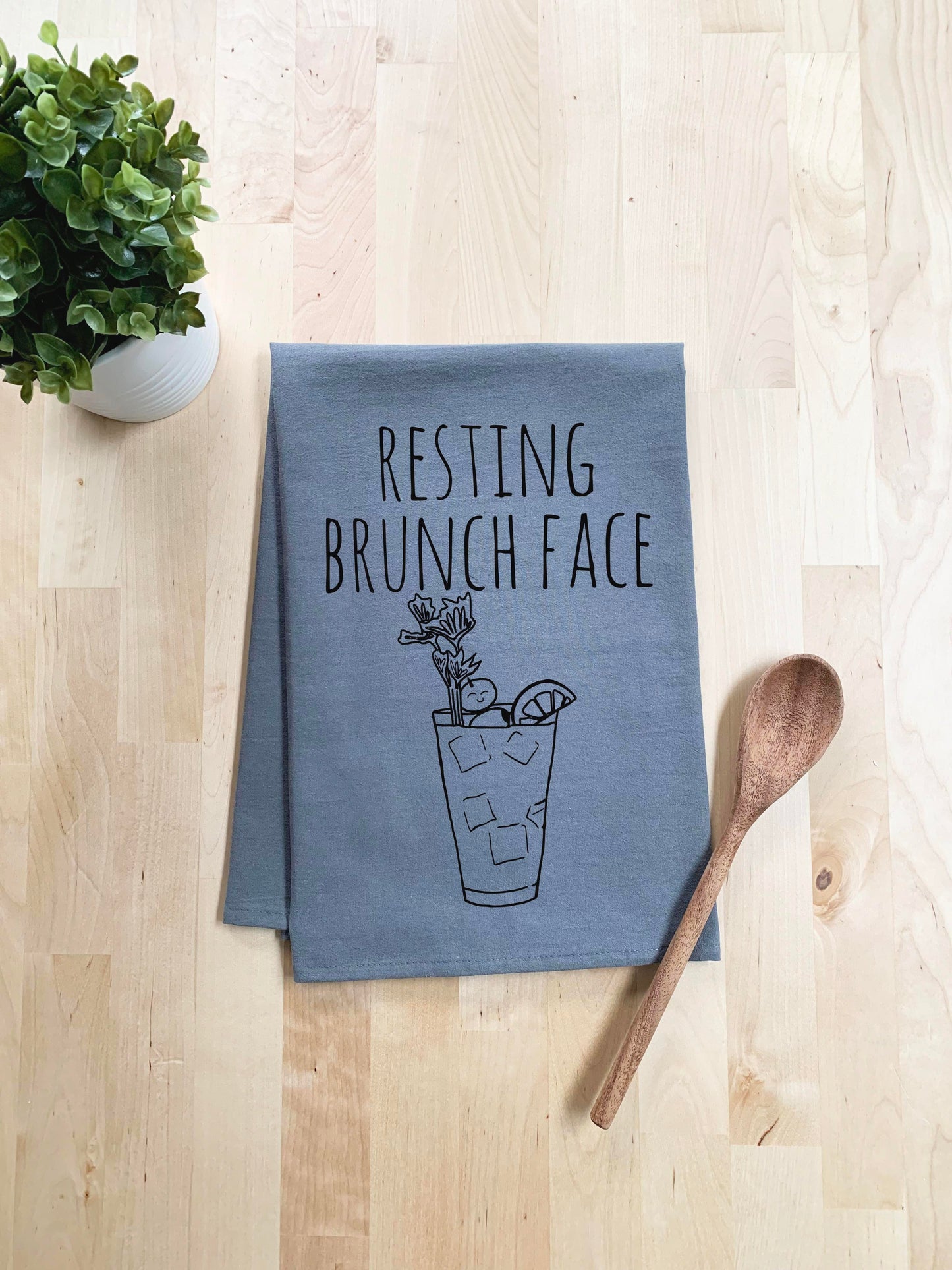 Resting Brunch Face Dish Towel - White Or Gray - MoonlightMakers