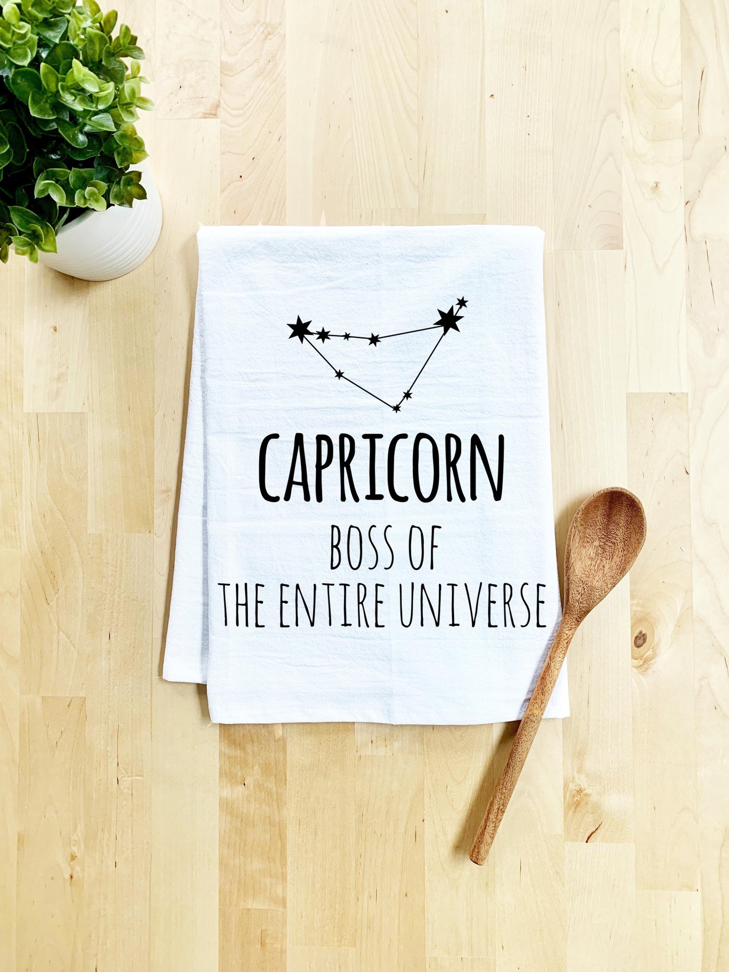 Capricorn Zodiac (Boss of the Entire Universe) Dish Towel - White Or Gray - MoonlightMakers