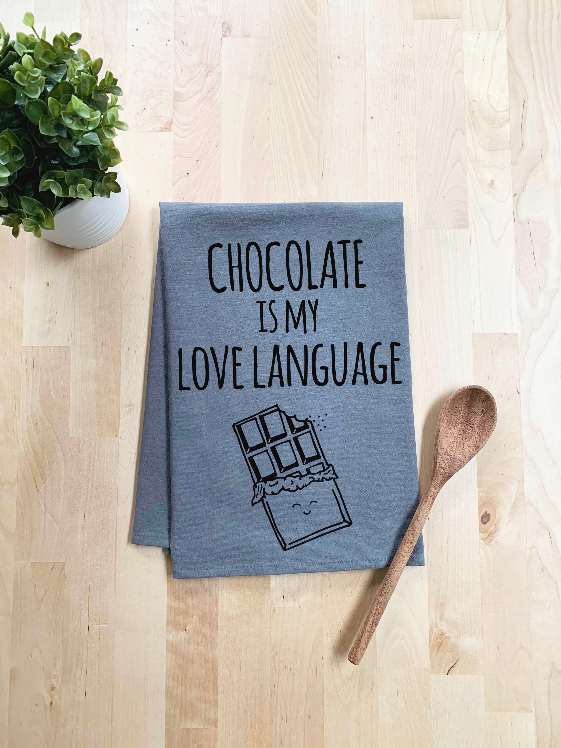Chocolate is my Love Language Dish Towel - White Or Gray - MoonlightMakers