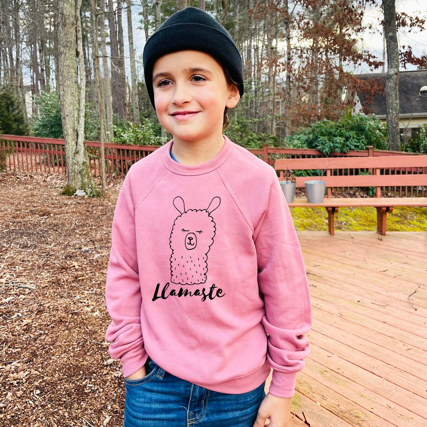Llamaste (Llama/ Yoga) - Kid's Sweatshirt - Heather Gray or Mauve