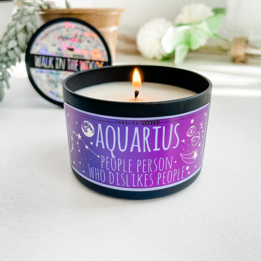 Aquarius / Zodiac Candle - 8oz Candle - Choose Your Scent - 100% Natural Soy Wax