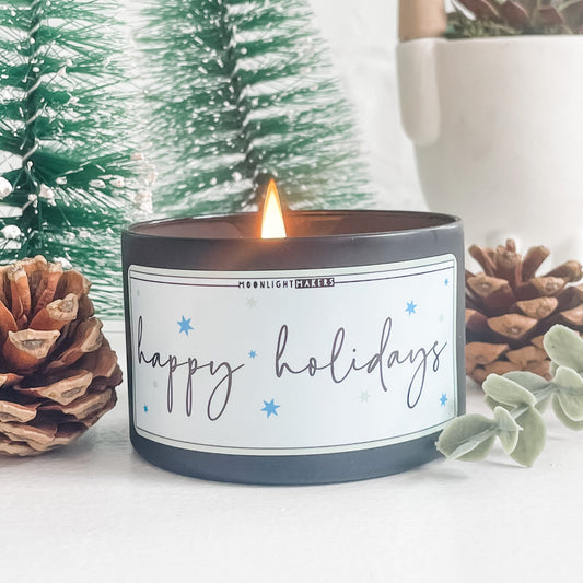Happy Holidays - 8oz Candle - Choose Your Scent - 100% Natural Soy Wax