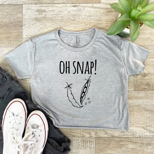 Oh Snap (Peas) - Women's Crop Tee - Heather Gray or Gold