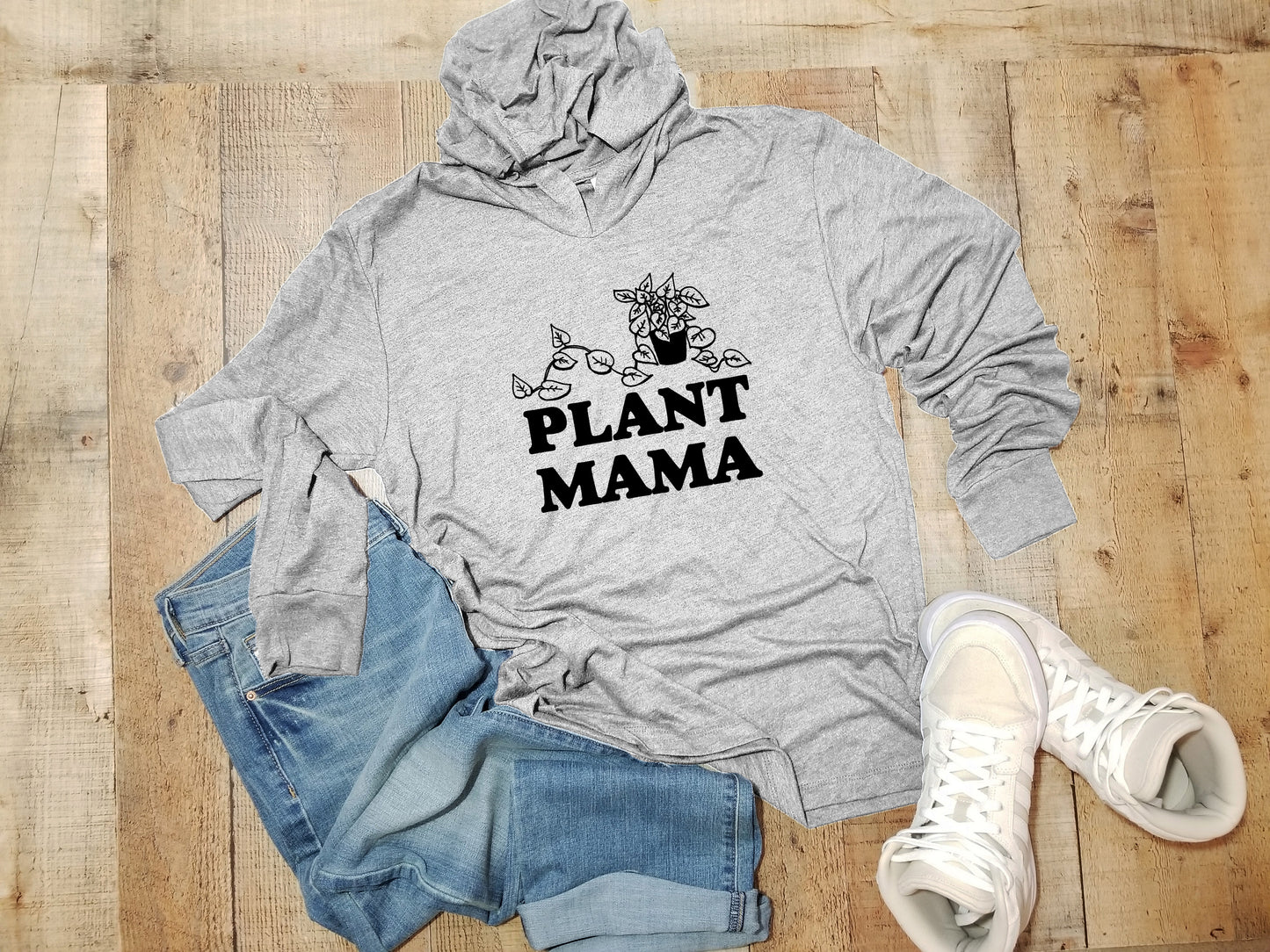 Plant Mama - Unisex T-Shirt Hoodie - Heather Gray