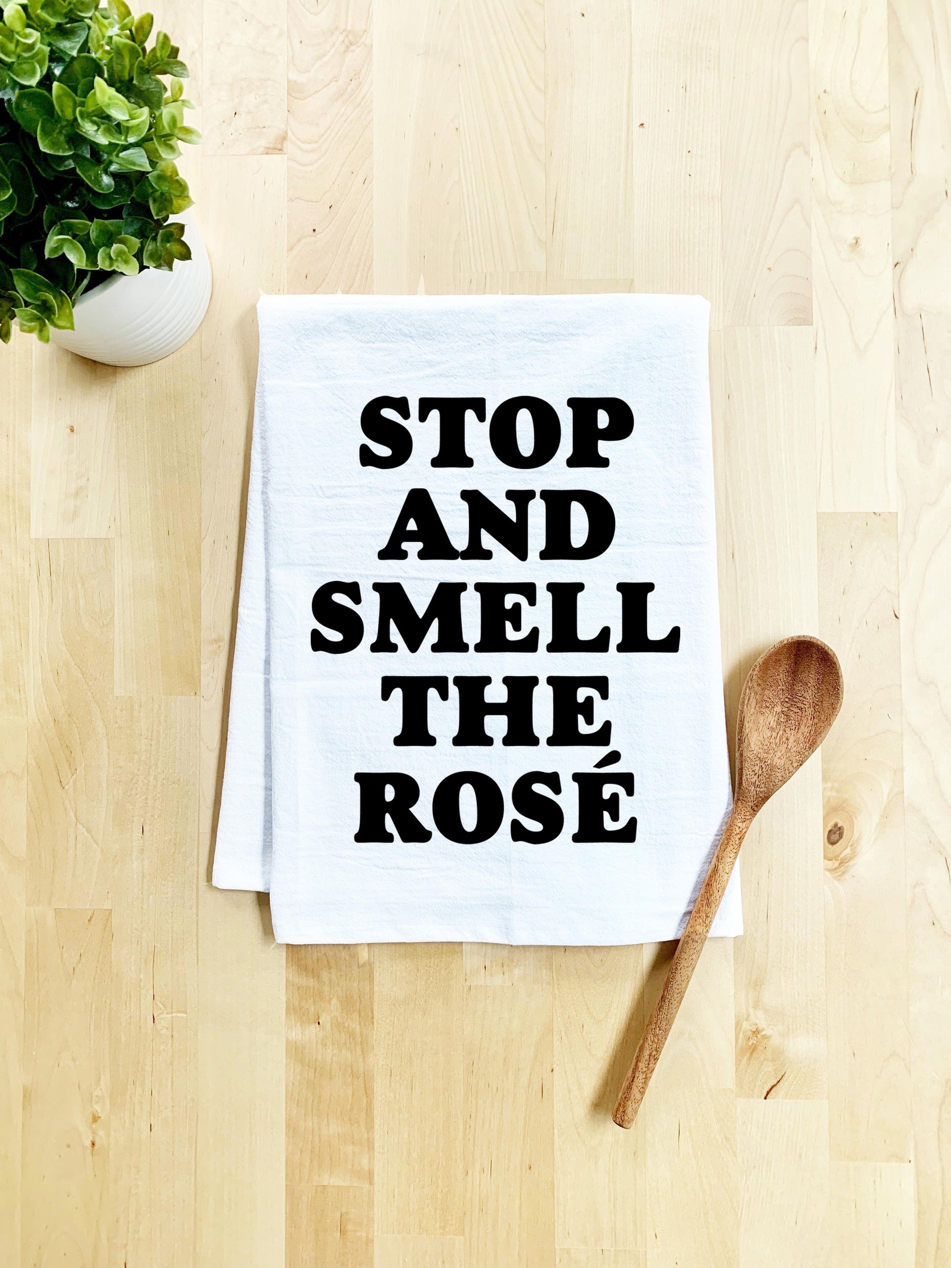 Stop and Smell the Rosé Dish Towel - White Or Gray - MoonlightMakers