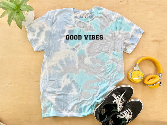 Good Vibes - Feel Good Collection - Mens/Unisex Tie Dye Tee - Blue