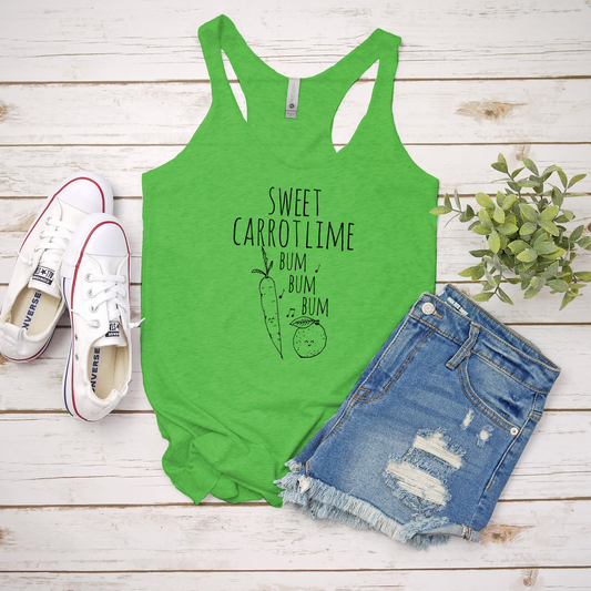 a green tank top that says, sweet carbotime bunt bum bum bum