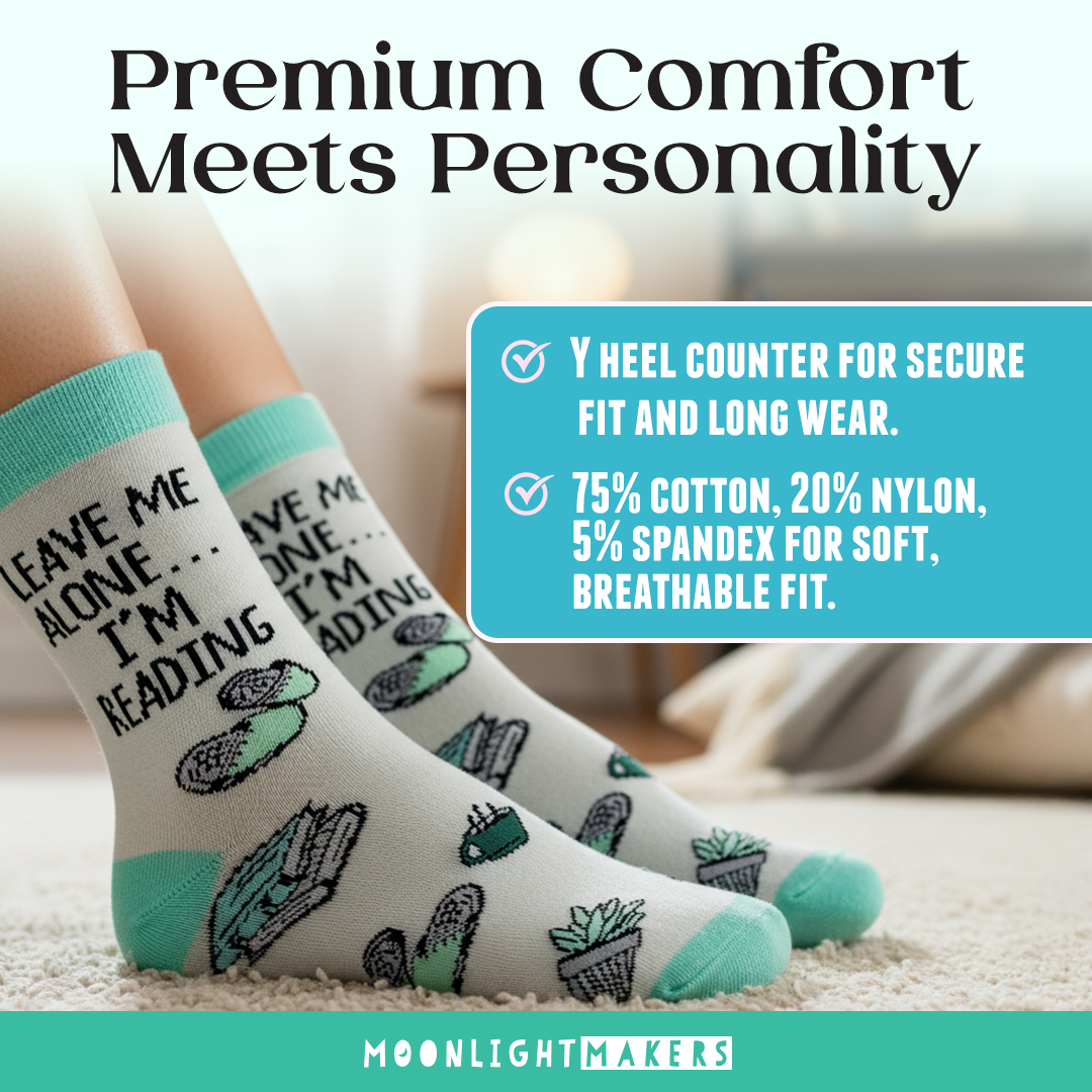 Leave Me Alone I'm Reading Funny Knit Socks