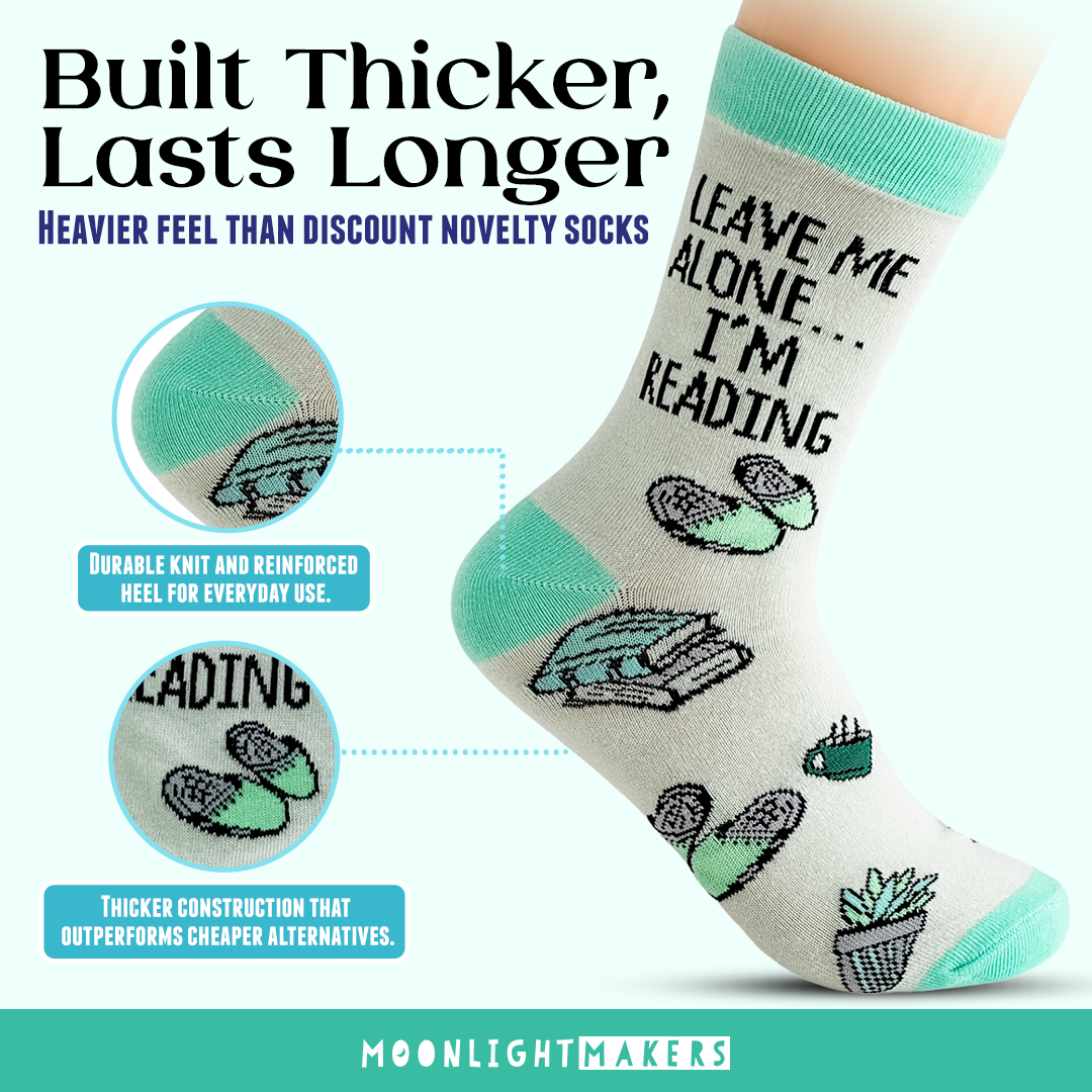 Leave Me Alone I'm Reading Funny Knit Socks