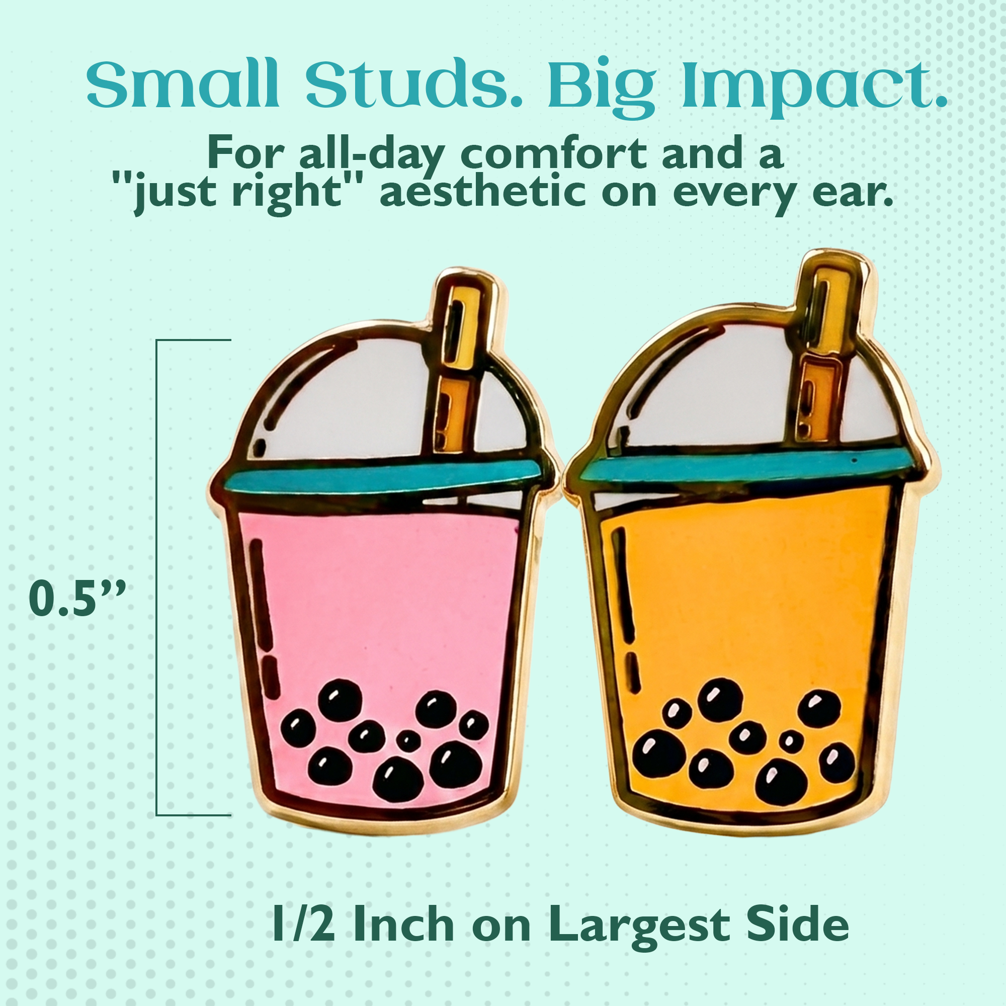 Boba Tea Earrings - 22k Gold Plated Studs