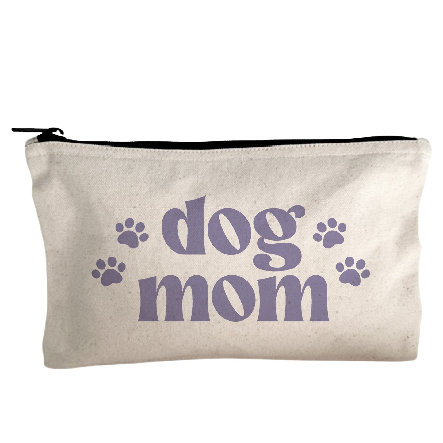 a white bag with a dog mom design on it