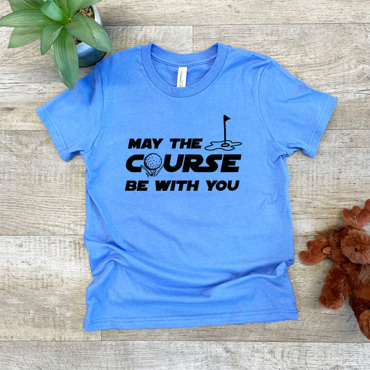 a t - shirt that says may the course be with you next to a teddy
