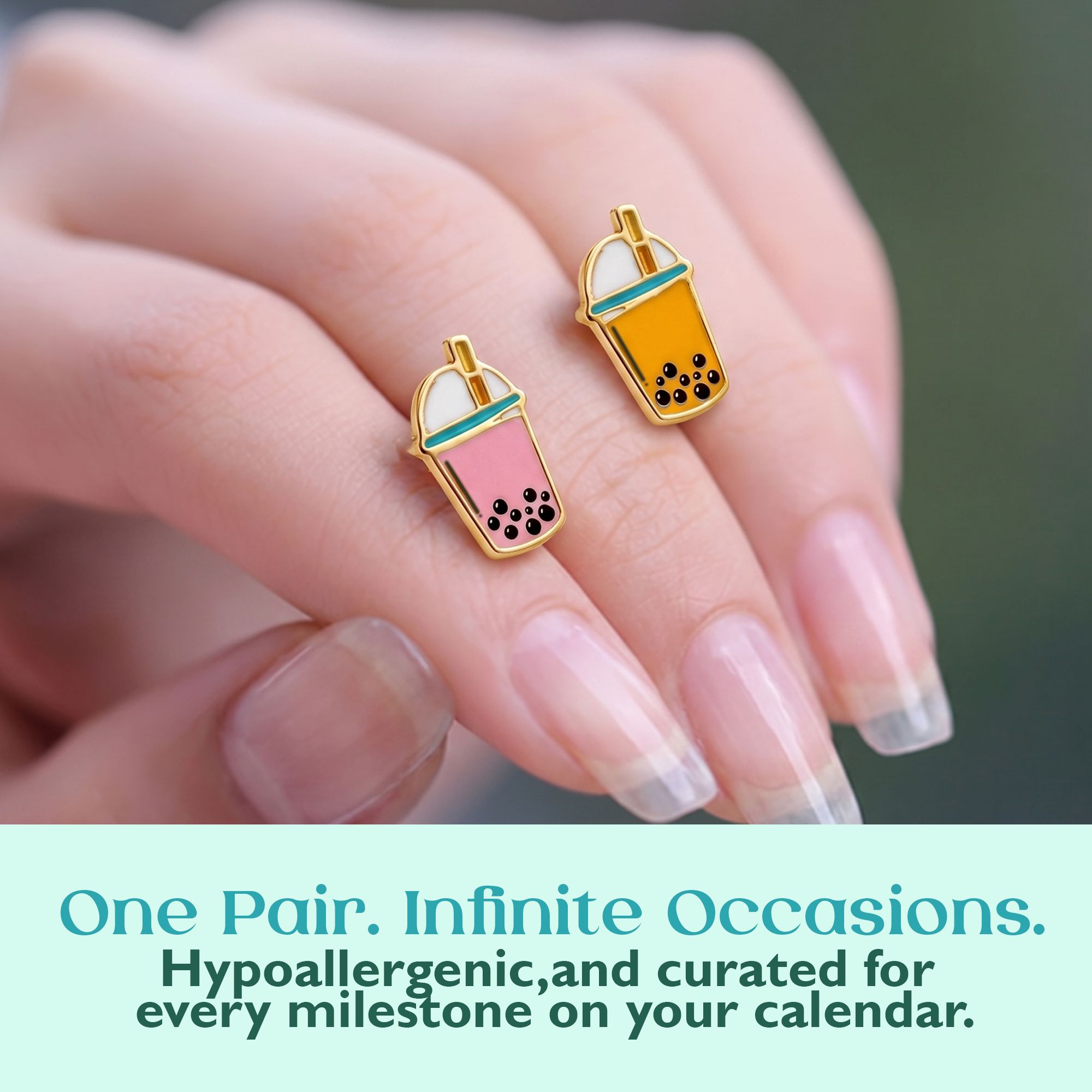 Boba Tea Earrings - 22k Gold Plated Studs