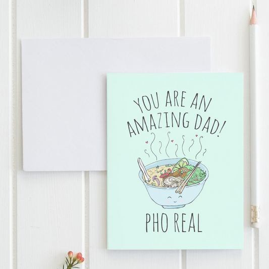 a greeting card with a bowl of soup on it