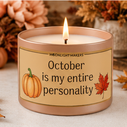 October Is My Entire Personality - 8oz 100% Natural Soy Wax Candle