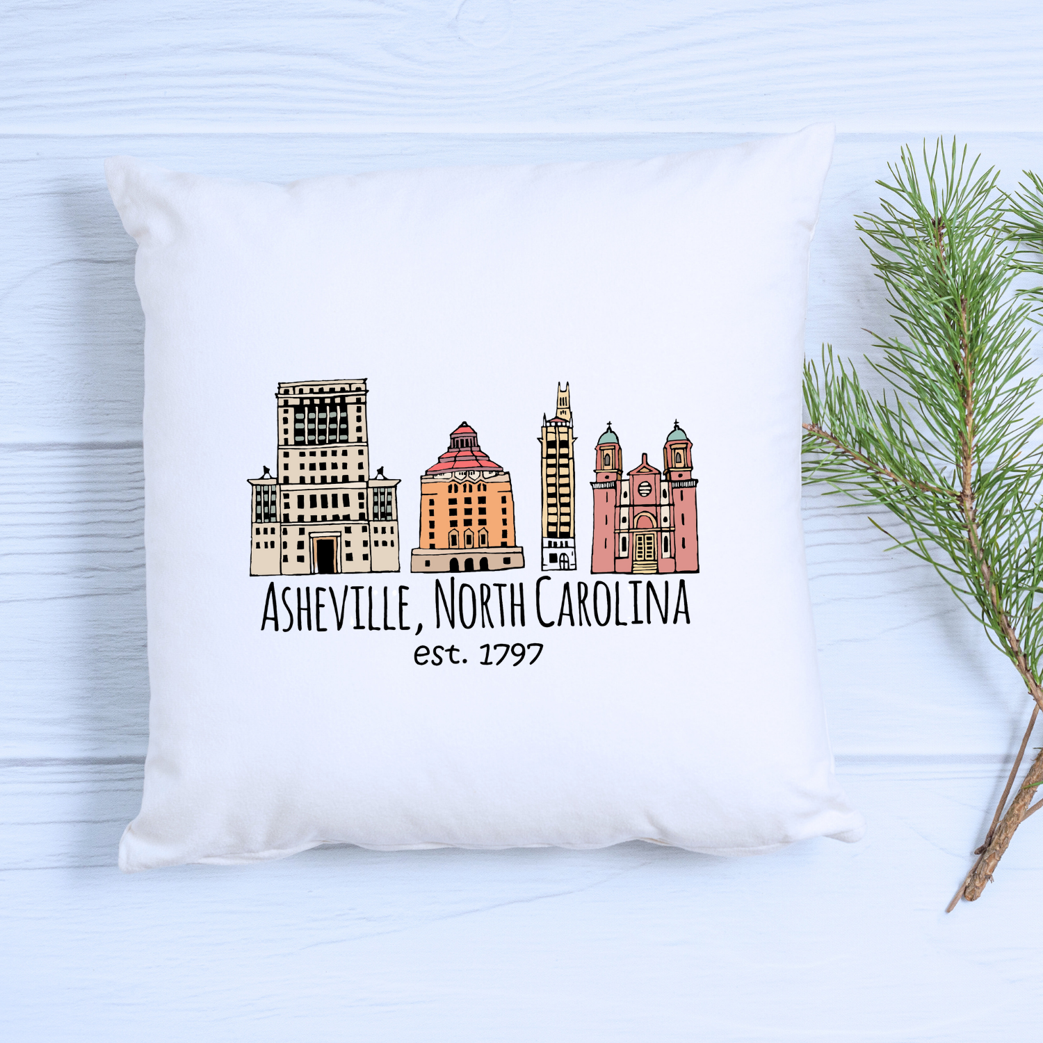 Asheville Skyline Throw Pillow