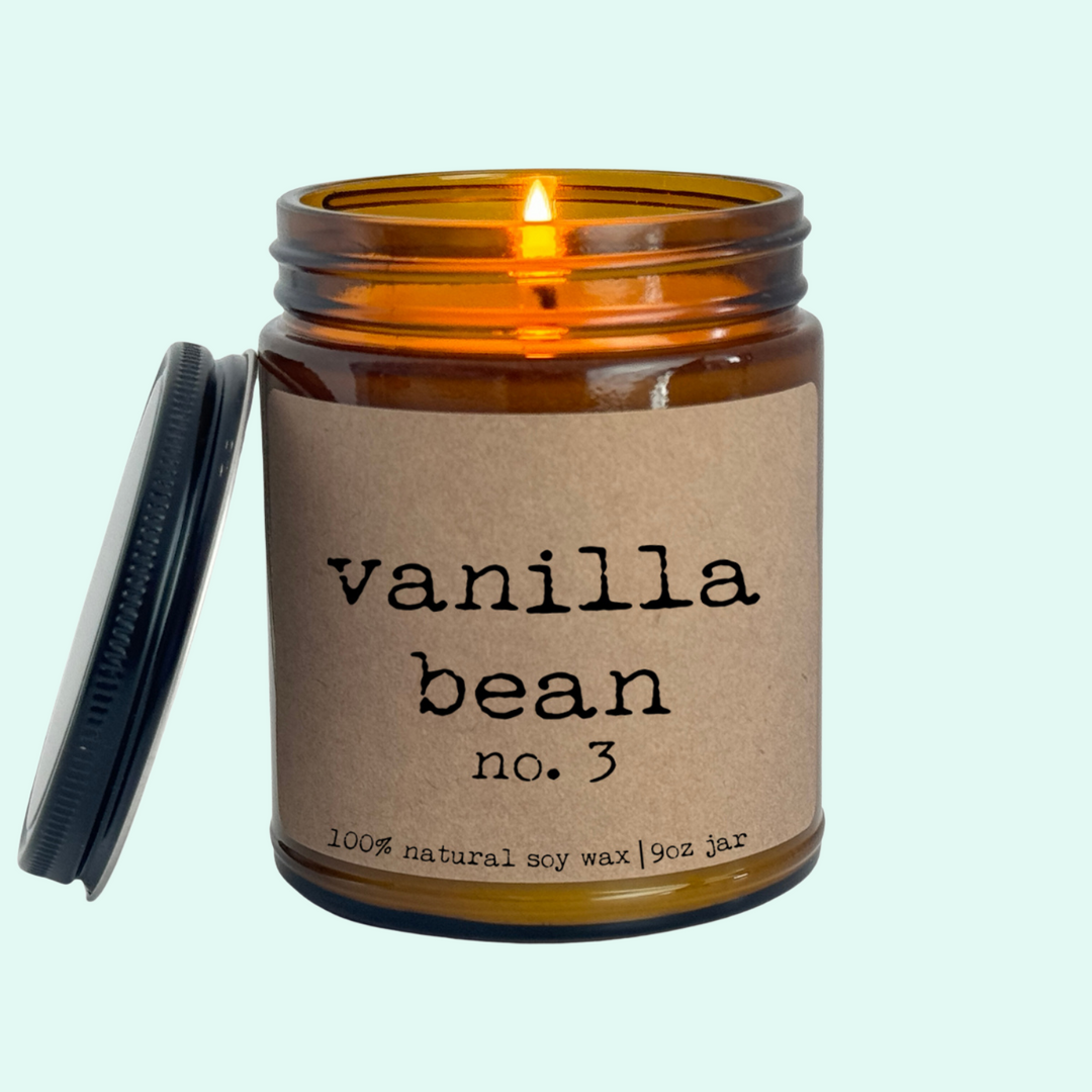 Vanilla Bean - 9oz Glass Jar Candle - Craft Paper Label