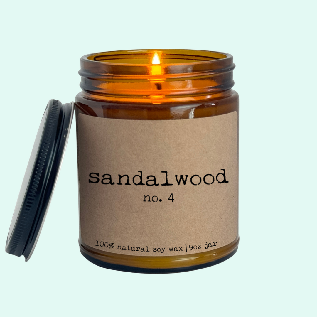 Sandalwood - 9oz Glass Jar Candle - Craft Paper Label
