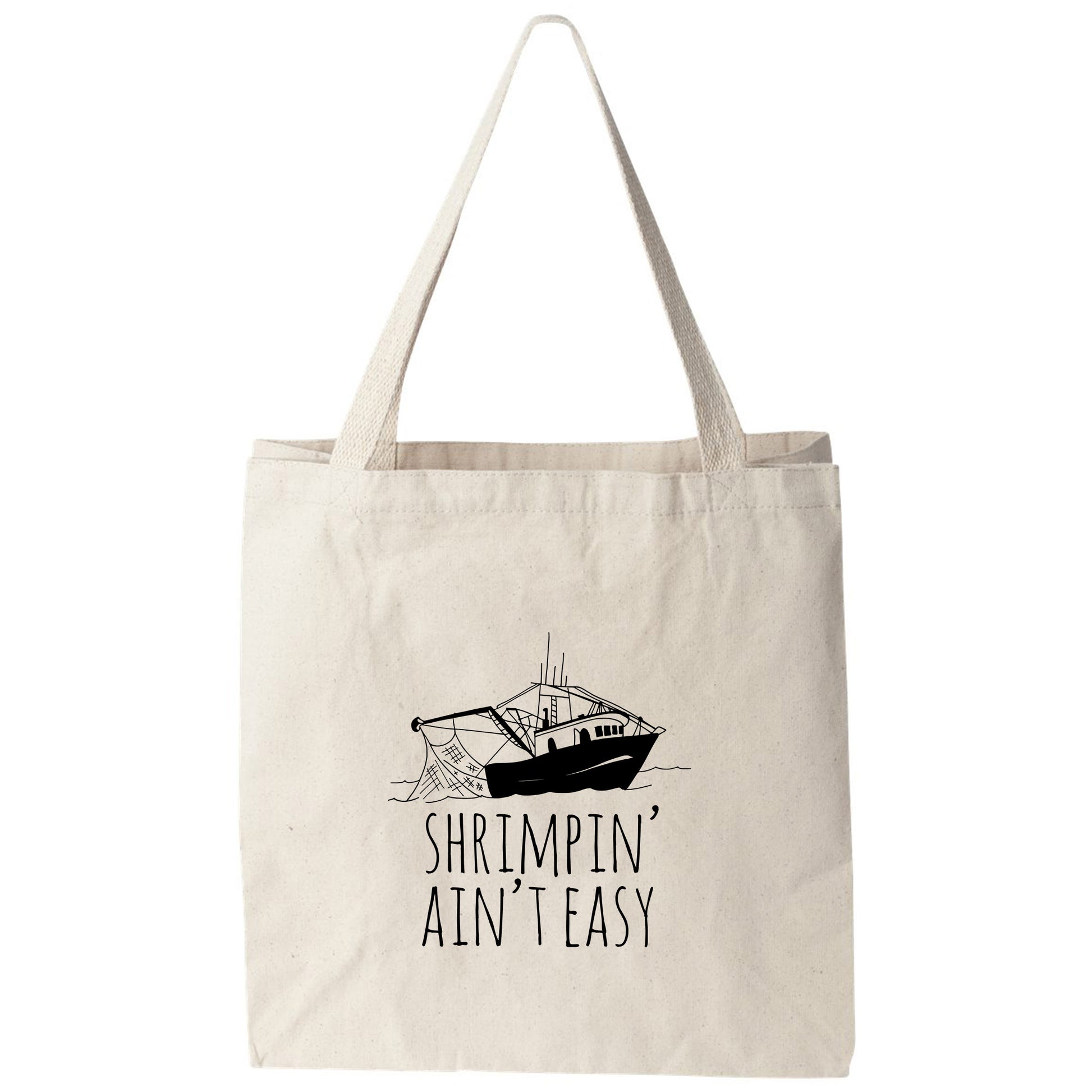 a tote bag with a ship on it