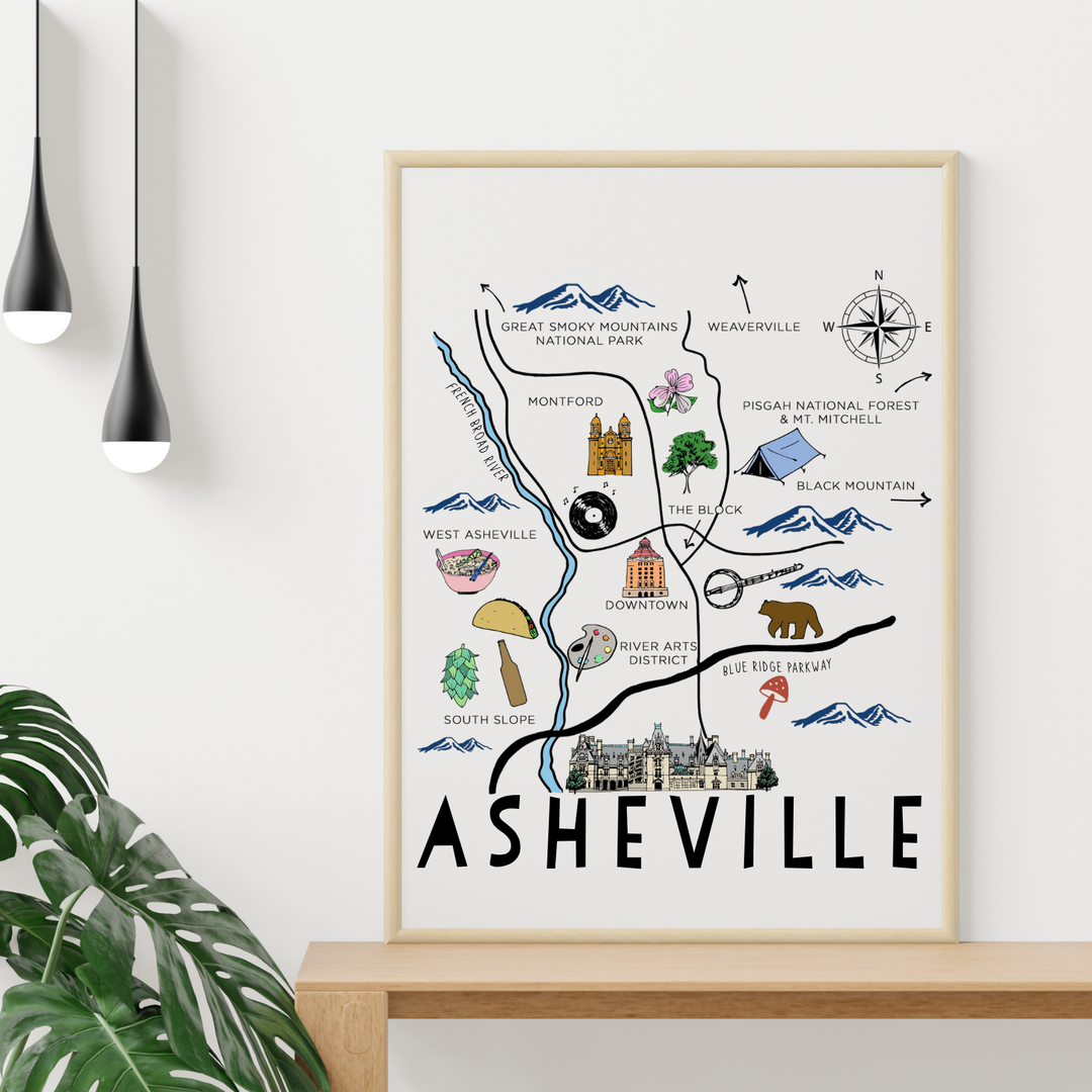 Asheville Map Art Print