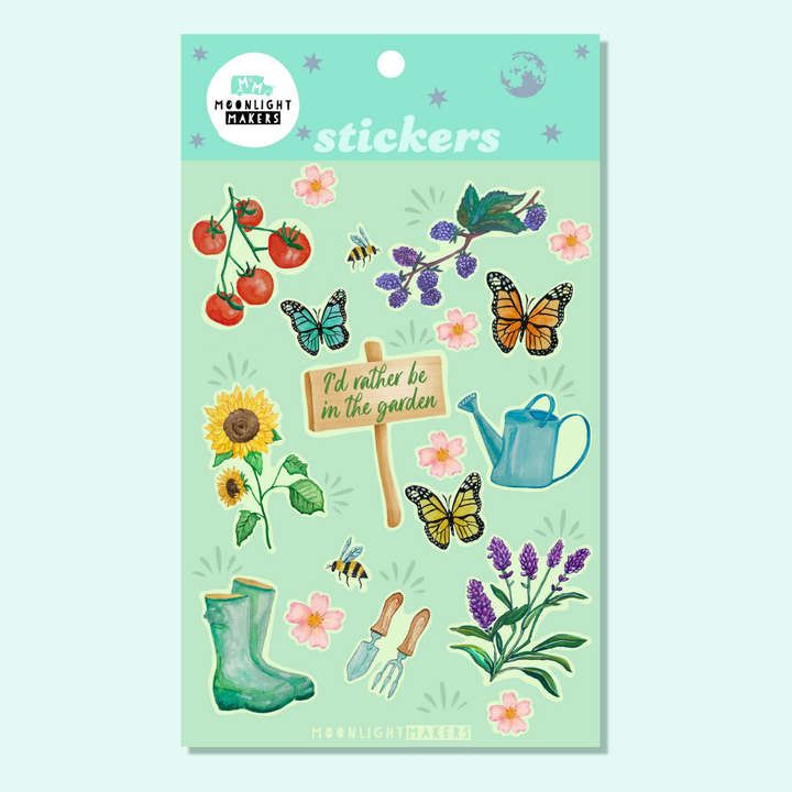 I'd Rather Be In The Garden Gardening Sticker Sheet