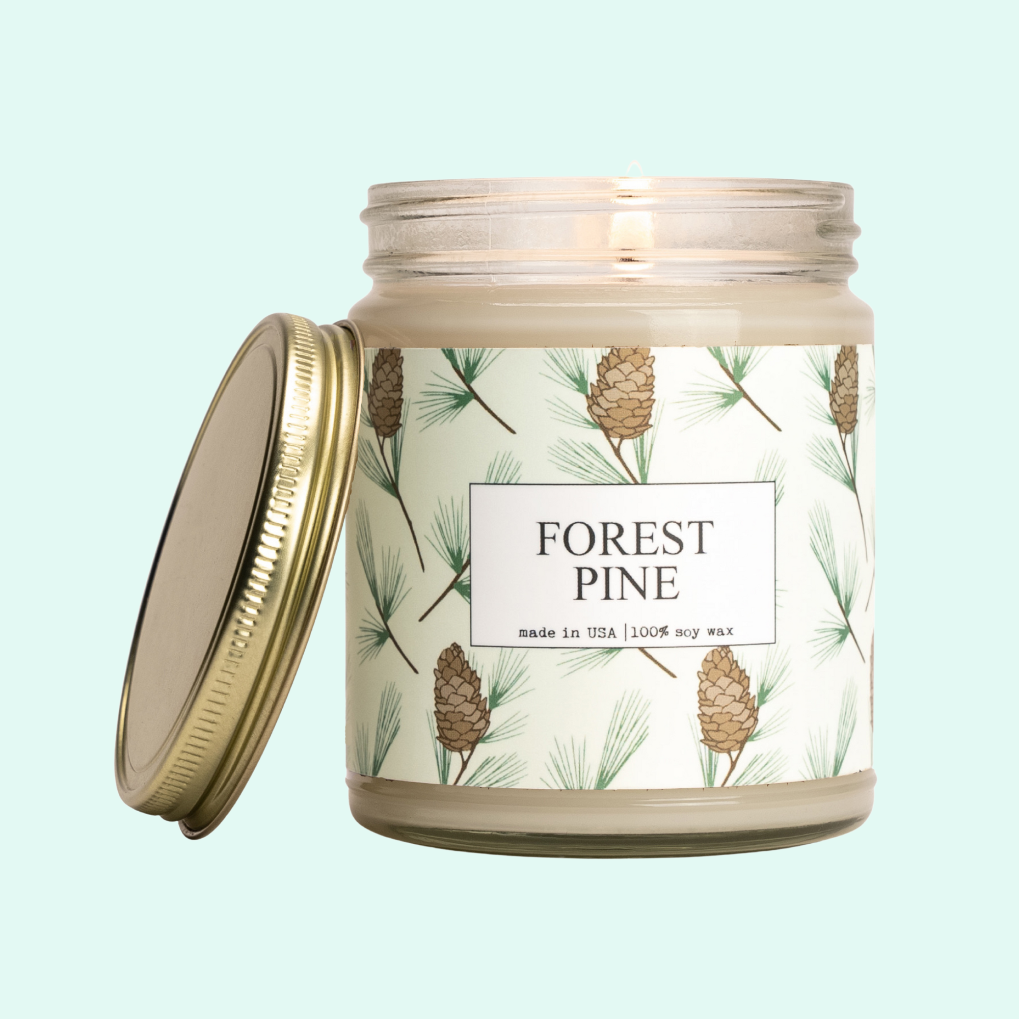 Forest Pine Scented Candle - 9oz Glass Jar Soy Candle