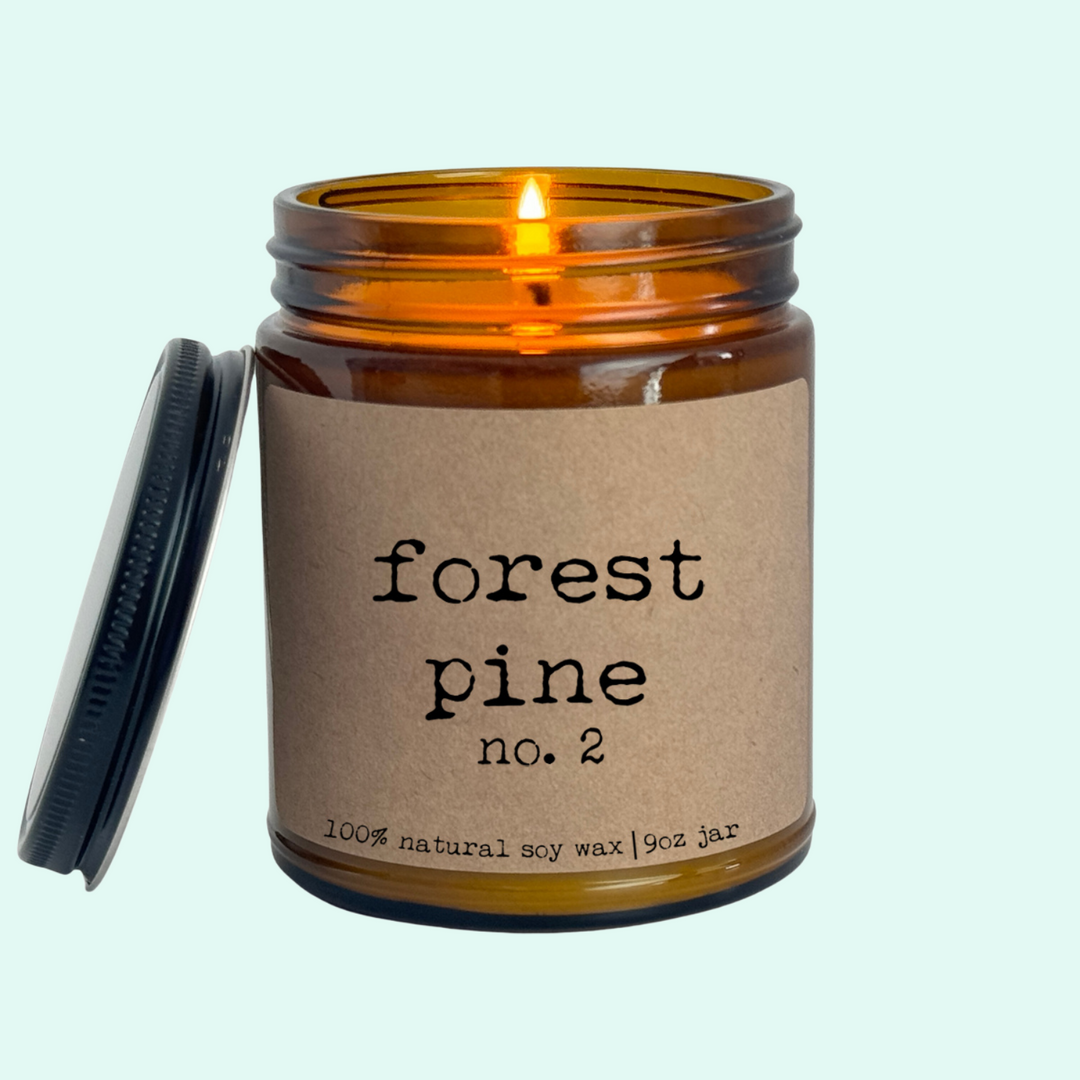 Forest Pine - 9oz Glass Jar Candle - Craft Paper Label