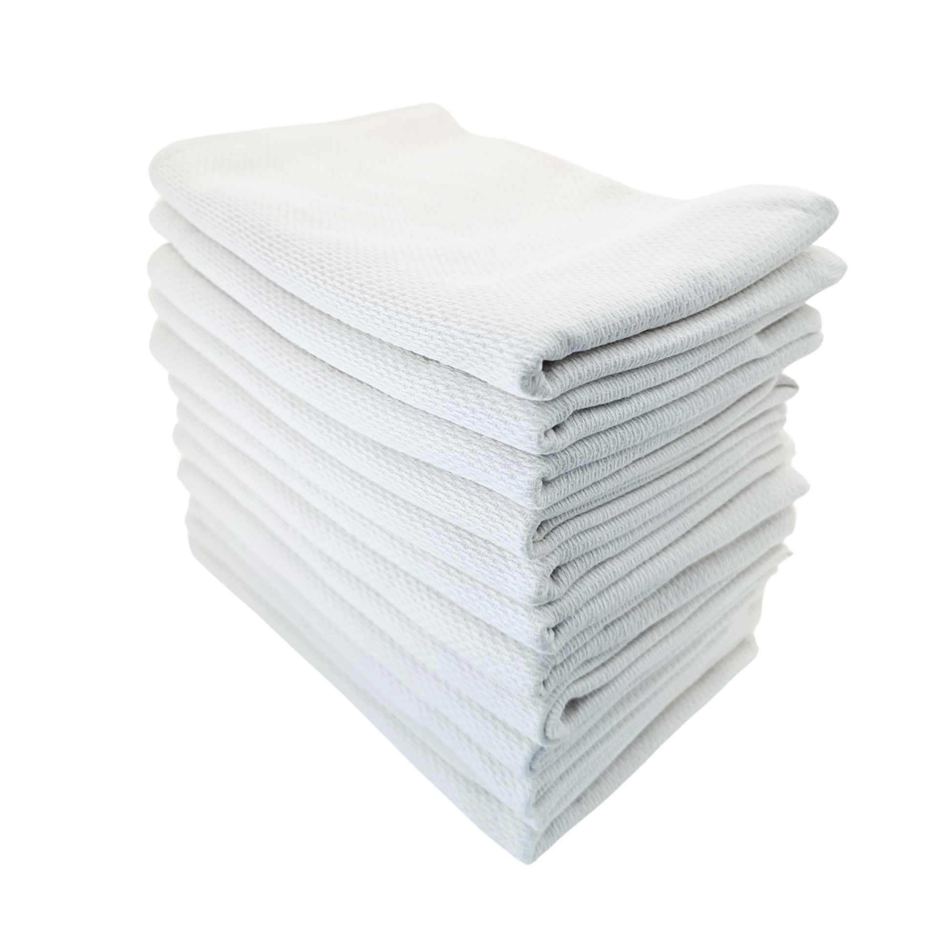 a stack of white towels on a white background