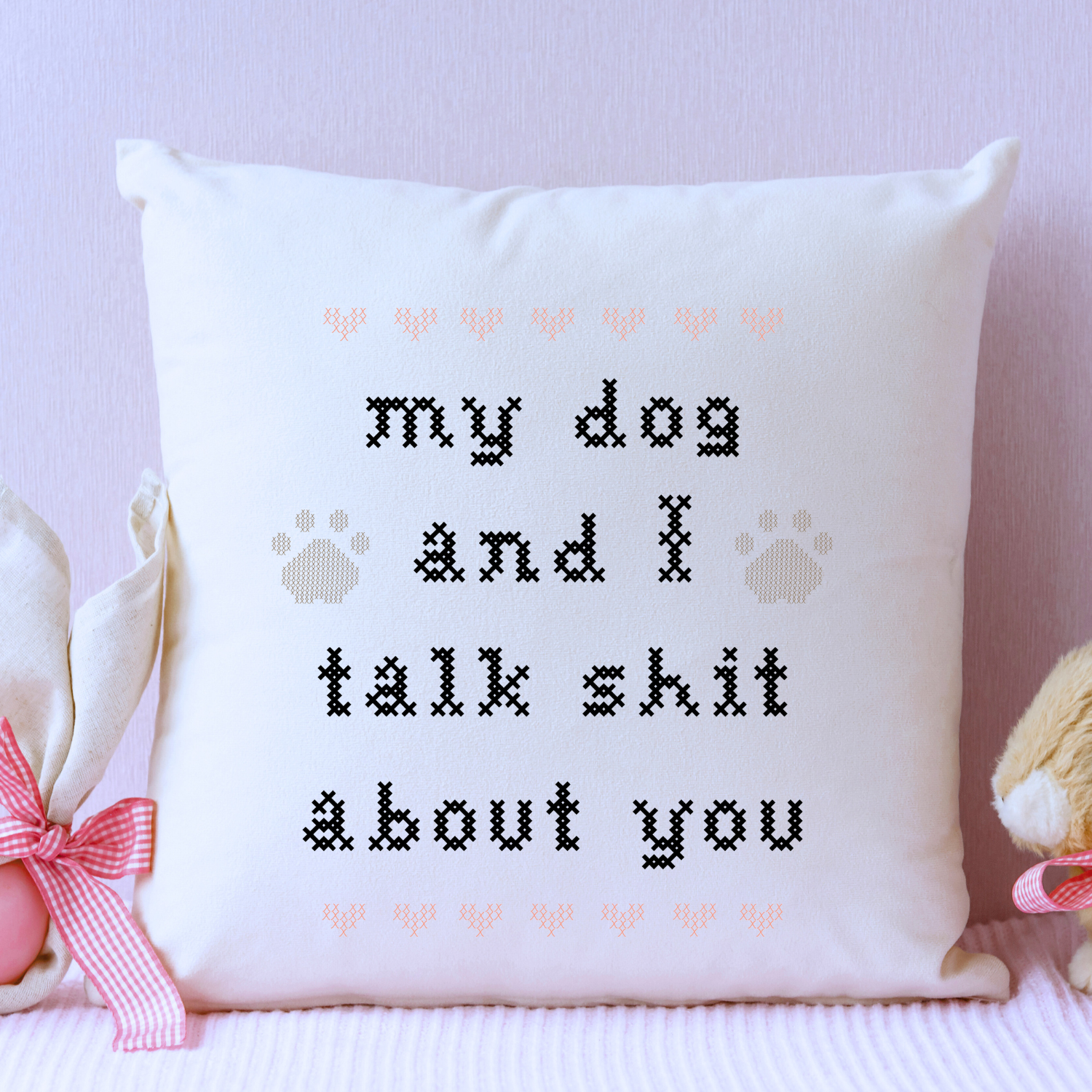My Dog And I Talk Shit About You Throw Pillow