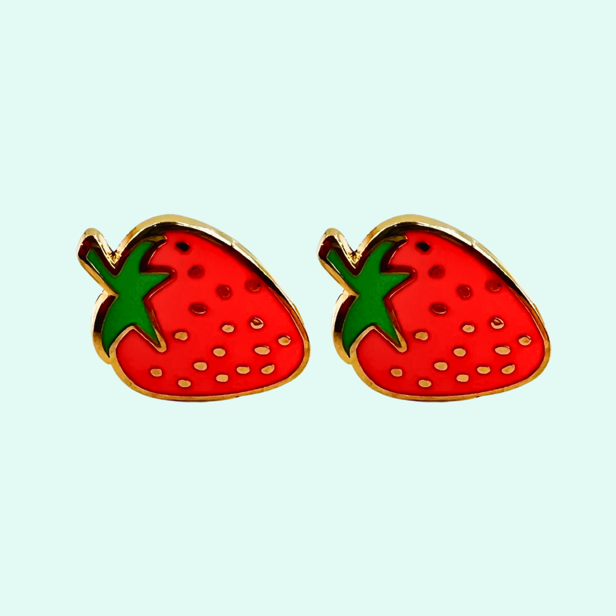 Strawberry Earrings - 22k Gold Plated Studs