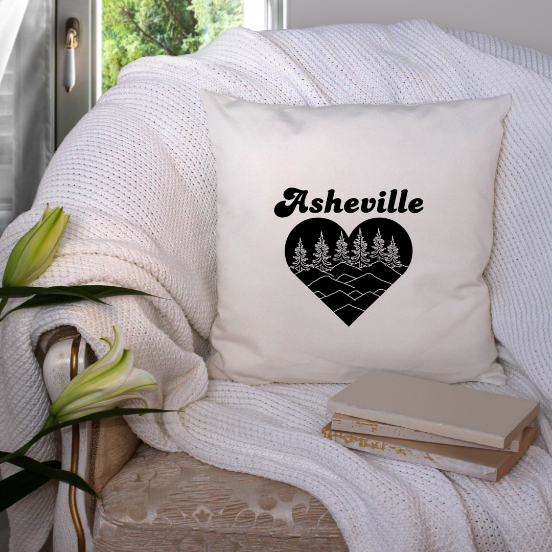 Asheville Heart Throw Pillow