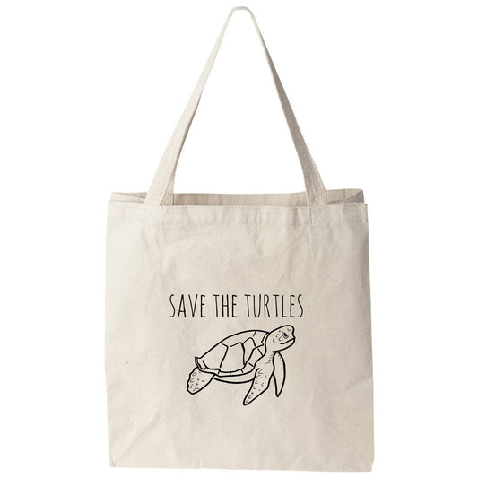 a tote bag that says save the turtles