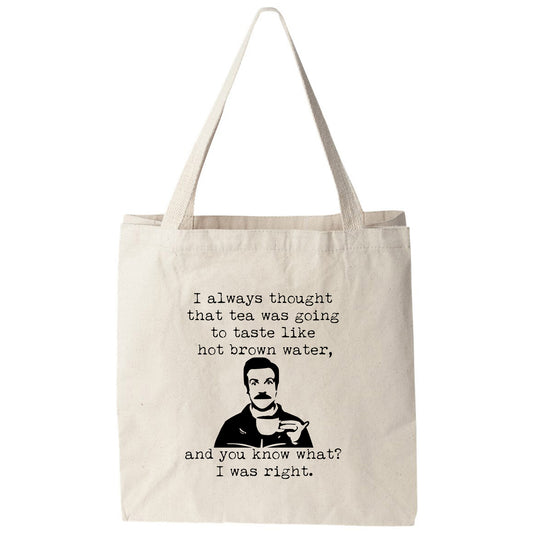 a tote bag with a picture of a man on it