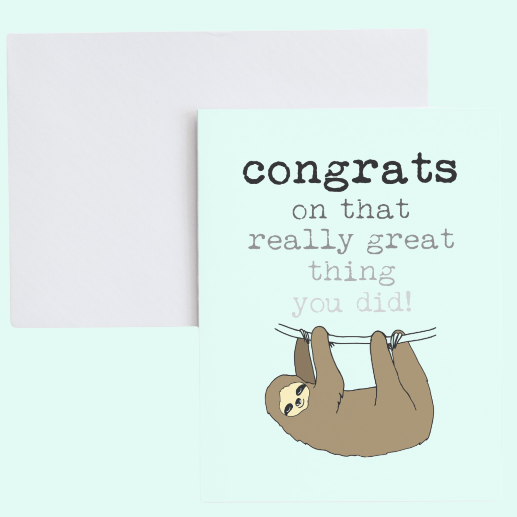 a card with a picture of a slotty hanging on a string