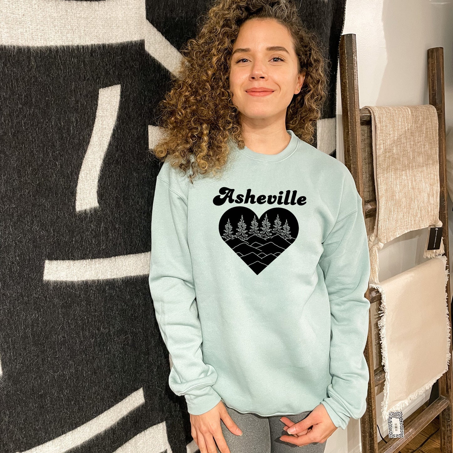 Asheville Heart - Unisex Sweatshirt - Heather Gray, Dusty Blue, Mauve, or Gold