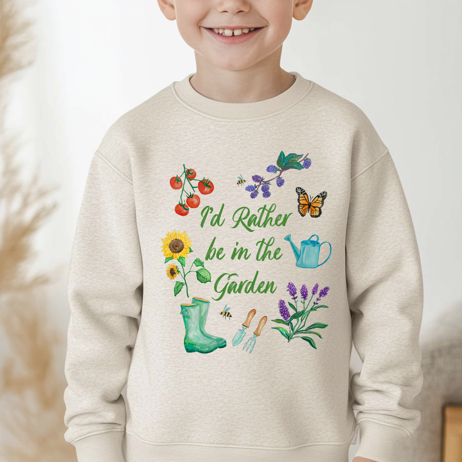 I'd Rather Be In The Garden - Kid's Sweatshirt - Oatmeal