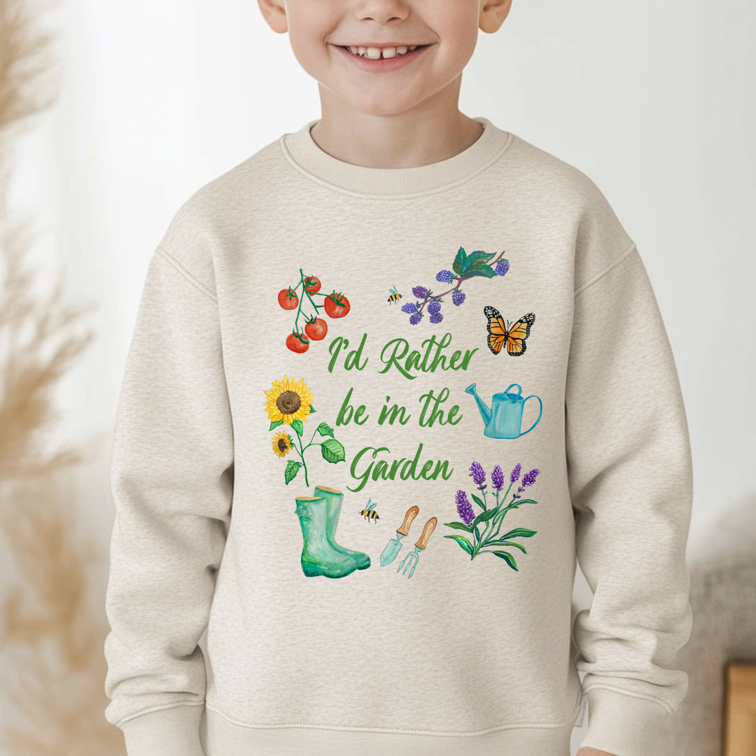 I'd Rather Be In The Garden - Kid's Sweatshirt - Oatmeal