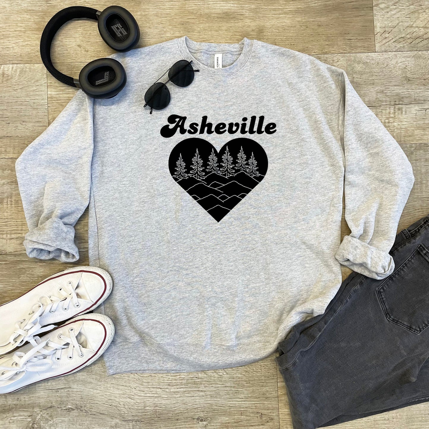 Asheville Heart - Unisex Sweatshirt - Heather Gray, Dusty Blue, Mauve, or Gold